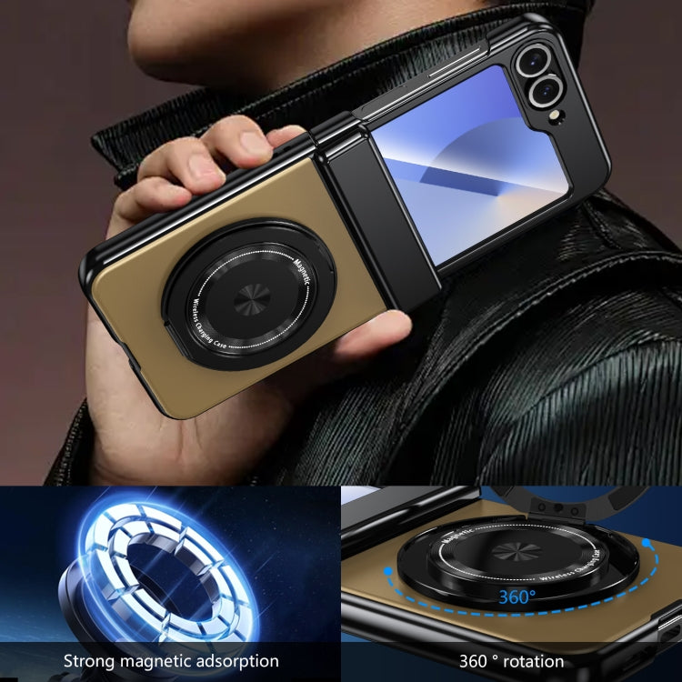 For Samsung Galaxy Z Flip6 / Flip7 FE Gold Medal Rotating Folding Series Ring Holder Phone Case