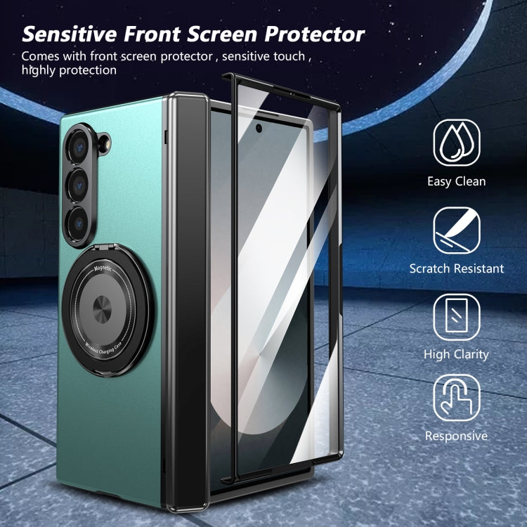 For Samsung Galaxy Z Fold6 Gold Medal Rotating Folding Series Ring Holder Phone Case