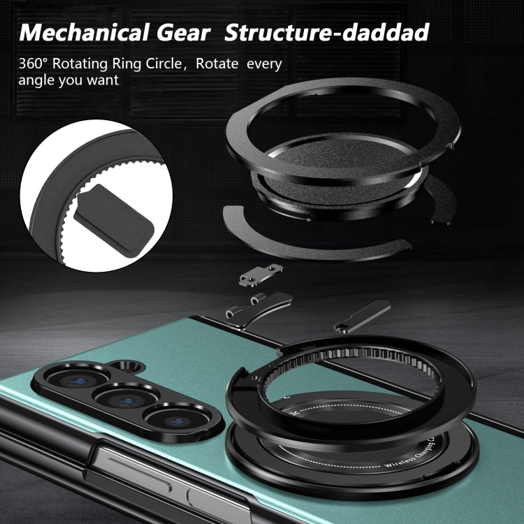 For Samsung Galaxy Z Fold6 Gold Medal Rotating Folding Series Ring Holder Phone Case