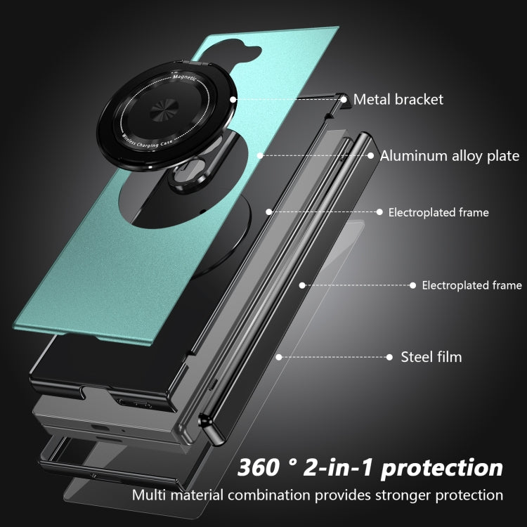 For Samsung Galaxy Z Fold6 Gold Medal Rotating Folding Series Ring Holder Phone Case
