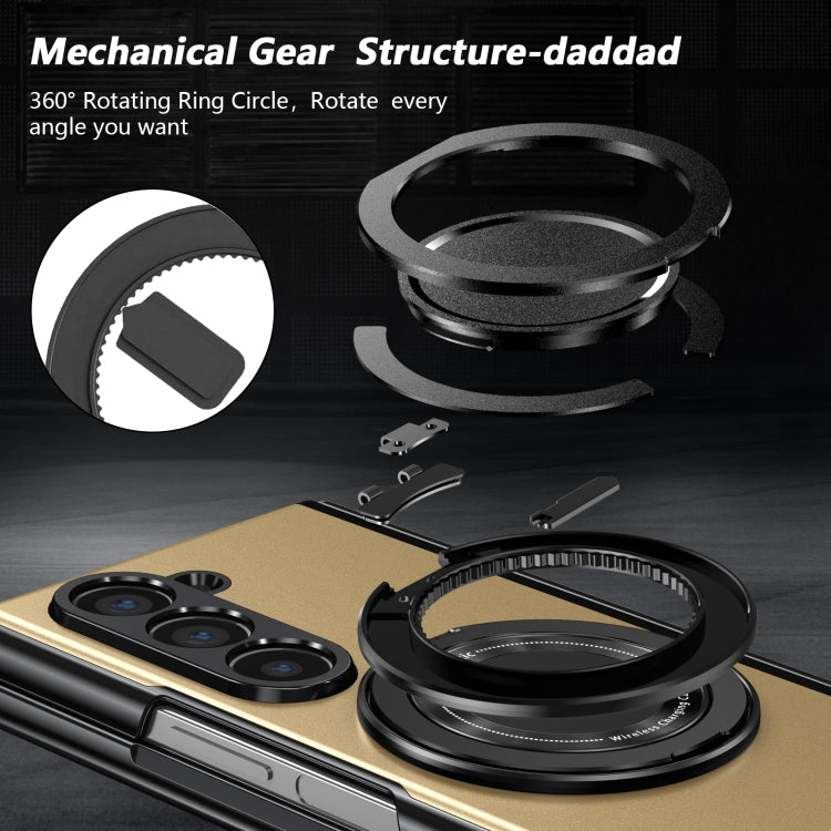 For Samsung Galaxy Z Fold6 Gold Medal Rotating Folding Series Ring Holder Phone Case
