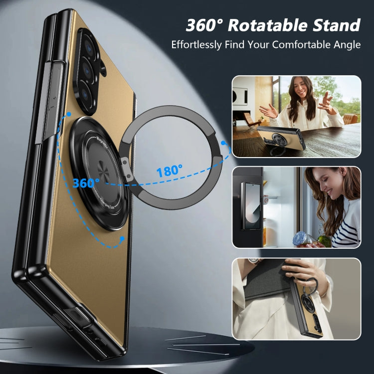 For Samsung Galaxy Z Fold6 Gold Medal Rotating Folding Series Ring Holder Phone Case