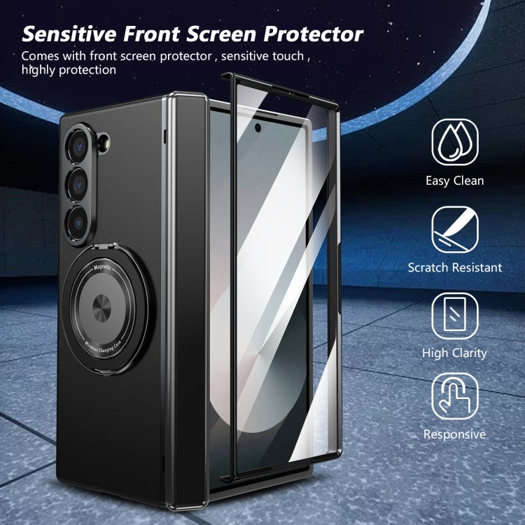 For Samsung Galaxy Z Fold6 Gold Medal Rotating Folding Series Ring Holder Phone Case