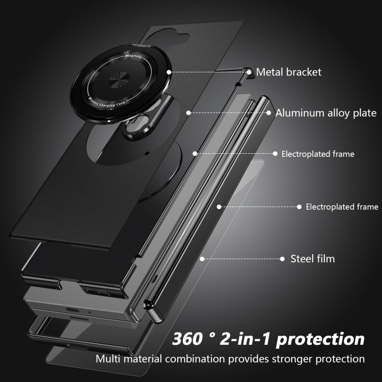 For Samsung Galaxy Z Fold6 Gold Medal Rotating Folding Series Ring Holder Phone Case