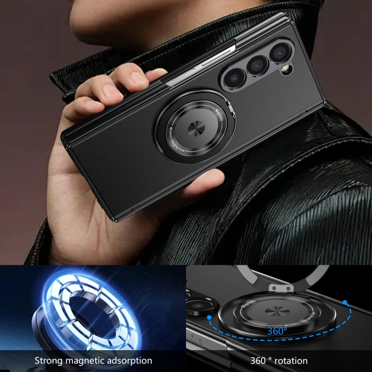For Samsung Galaxy Z Fold6 Gold Medal Rotating Folding Series Ring Holder Phone Case