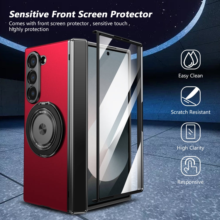 For Samsung Galaxy Z Fold6 Gold Medal Rotating Folding Series Ring Holder Phone Case