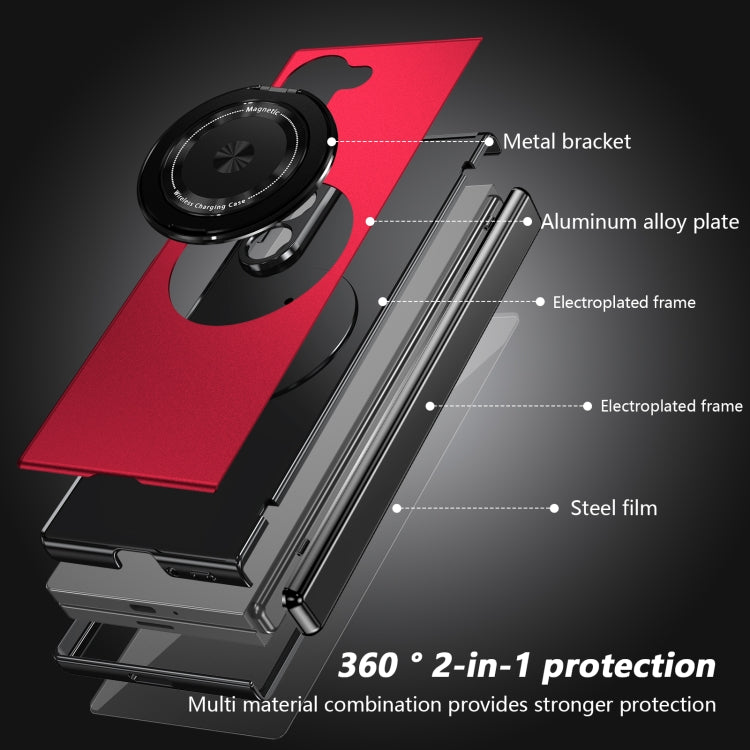 For Samsung Galaxy Z Fold6 Gold Medal Rotating Folding Series Ring Holder Phone Case