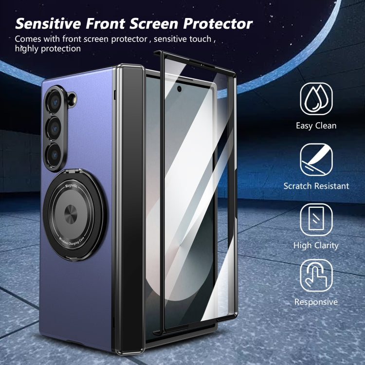 For Samsung Galaxy Z Fold6 Gold Medal Rotating Folding Series Ring Holder Phone Case