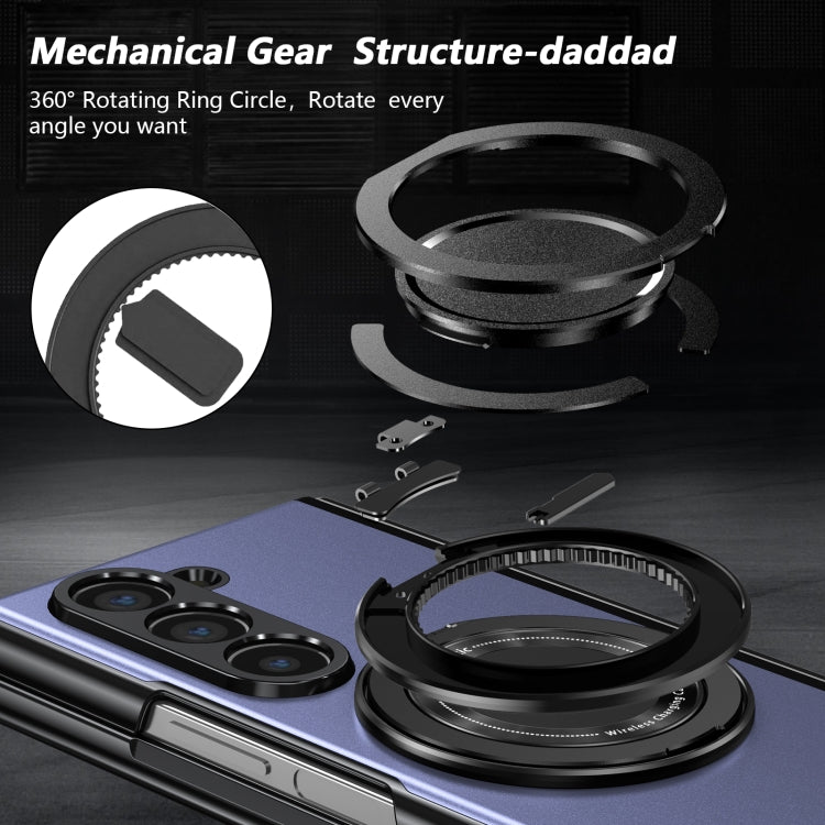 For Samsung Galaxy Z Fold6 Gold Medal Rotating Folding Series Ring Holder Phone Case