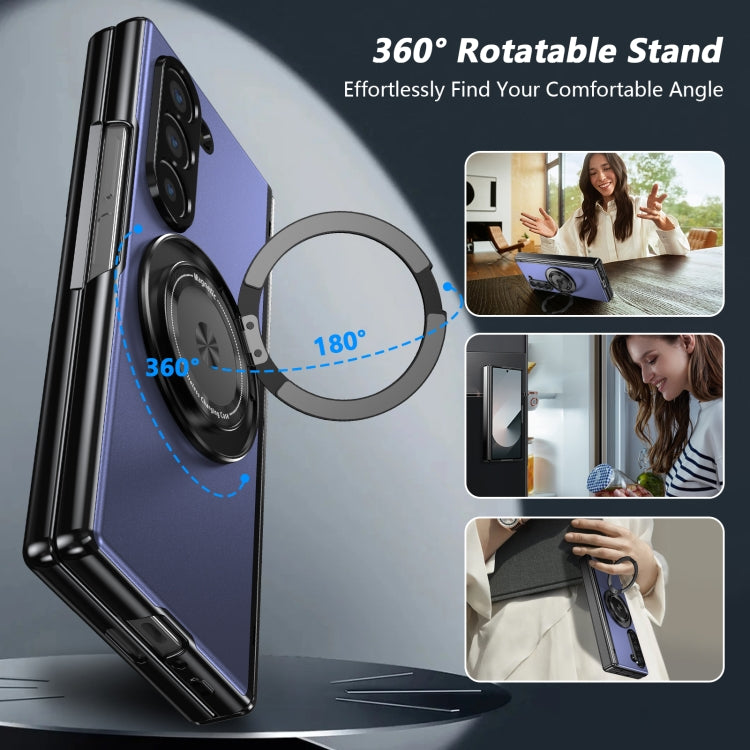For Samsung Galaxy Z Fold6 Gold Medal Rotating Folding Series Ring Holder Phone Case