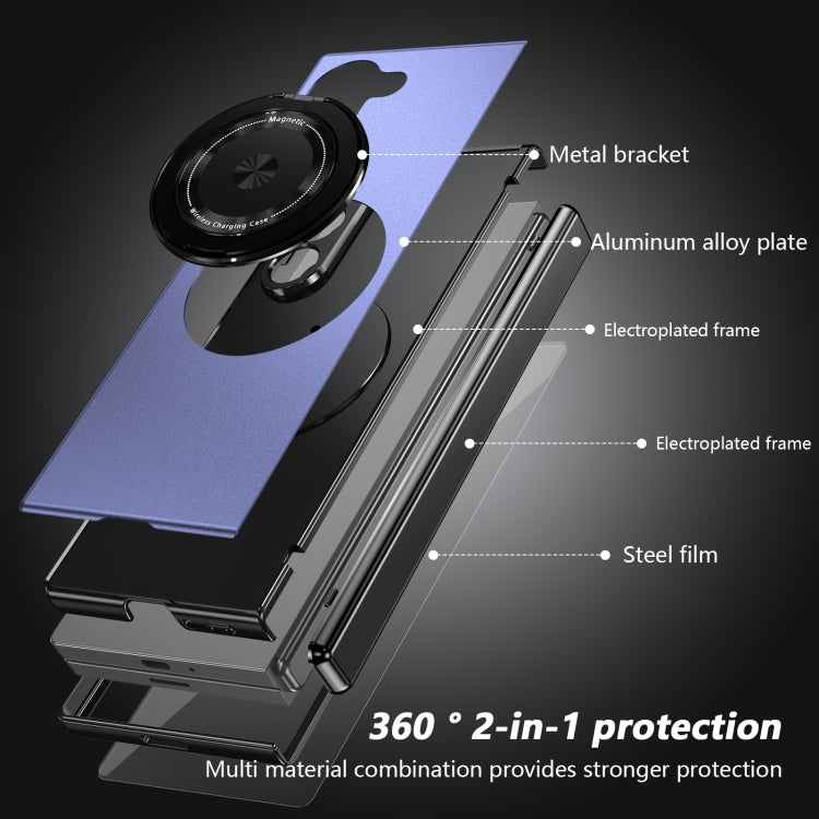 For Samsung Galaxy Z Fold6 Gold Medal Rotating Folding Series Ring Holder Phone Case