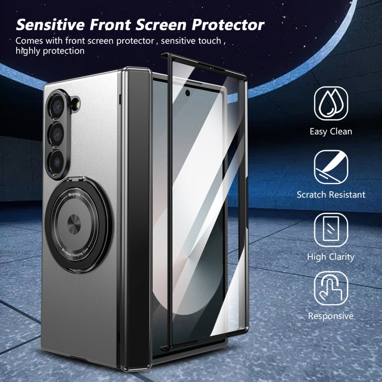 For Samsung Galaxy Z Fold6 Gold Medal Rotating Folding Series Ring Holder Phone Case