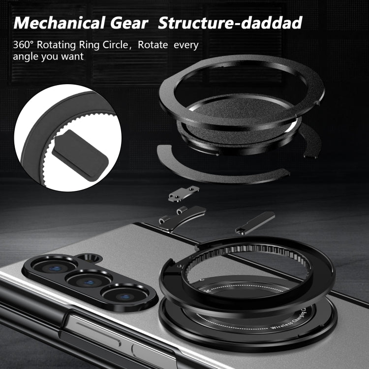 For Samsung Galaxy Z Fold6 Gold Medal Rotating Folding Series Ring Holder Phone Case