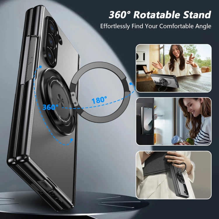 For Samsung Galaxy Z Fold6 Gold Medal Rotating Folding Series Ring Holder Phone Case