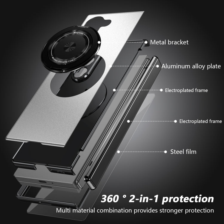 For Samsung Galaxy Z Fold6 Gold Medal Rotating Folding Series Ring Holder Phone Case