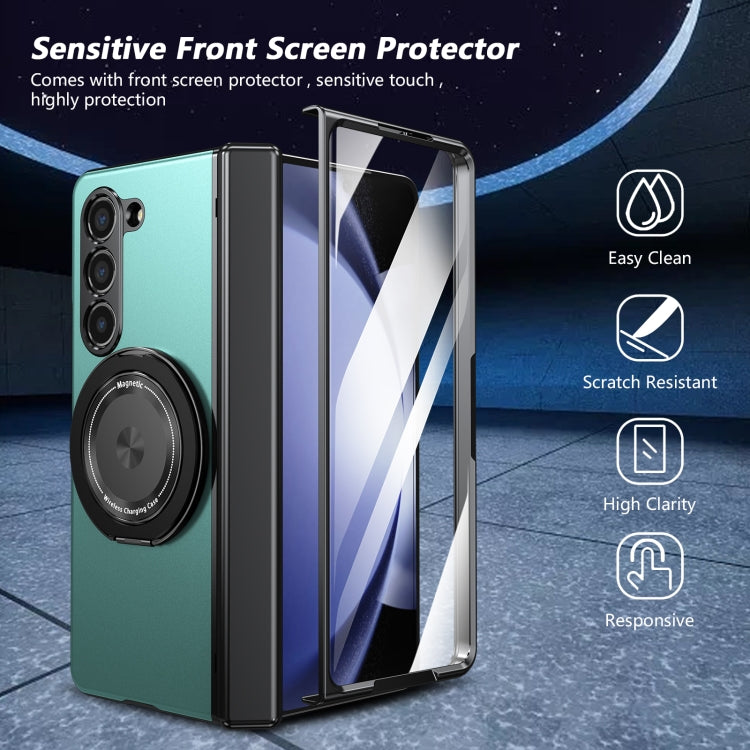For Samsung Galaxy Z Fold5 Gold Medal Rotating Folding Series Ring Holder Phone Case