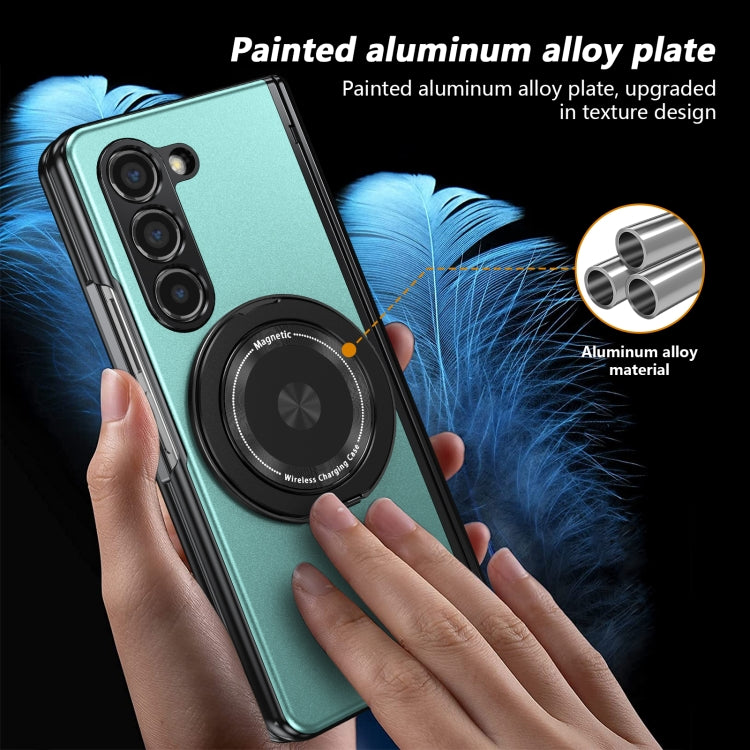 For Samsung Galaxy Z Fold5 Gold Medal Rotating Folding Series Ring Holder Phone Case