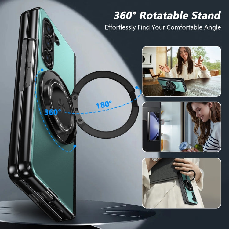 For Samsung Galaxy Z Fold5 Gold Medal Rotating Folding Series Ring Holder Phone Case