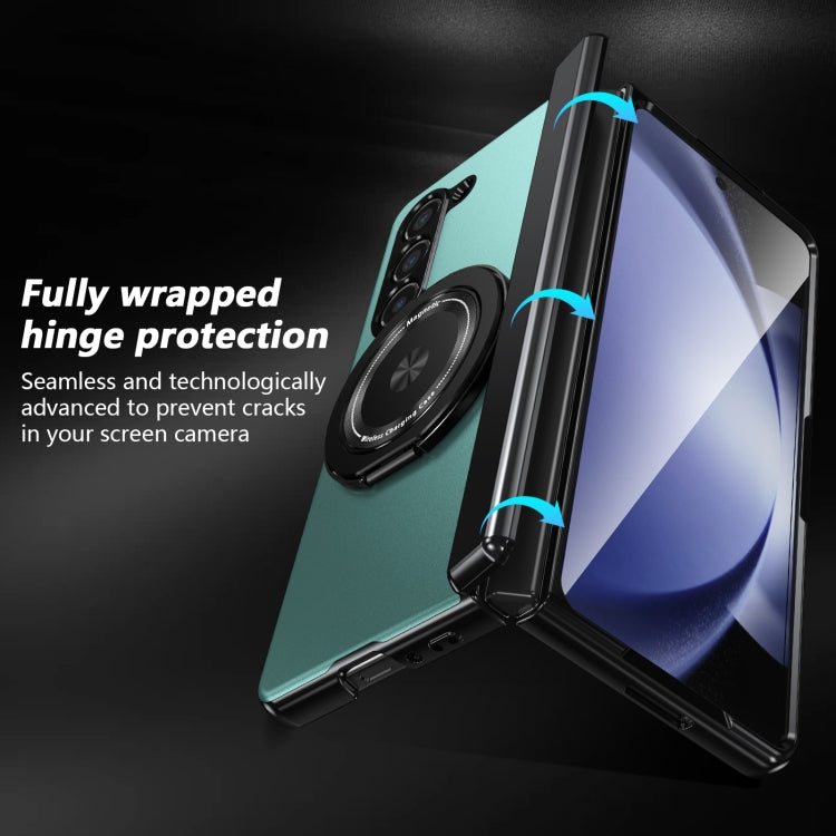 For Samsung Galaxy Z Fold5 Gold Medal Rotating Folding Series Ring Holder Phone Case