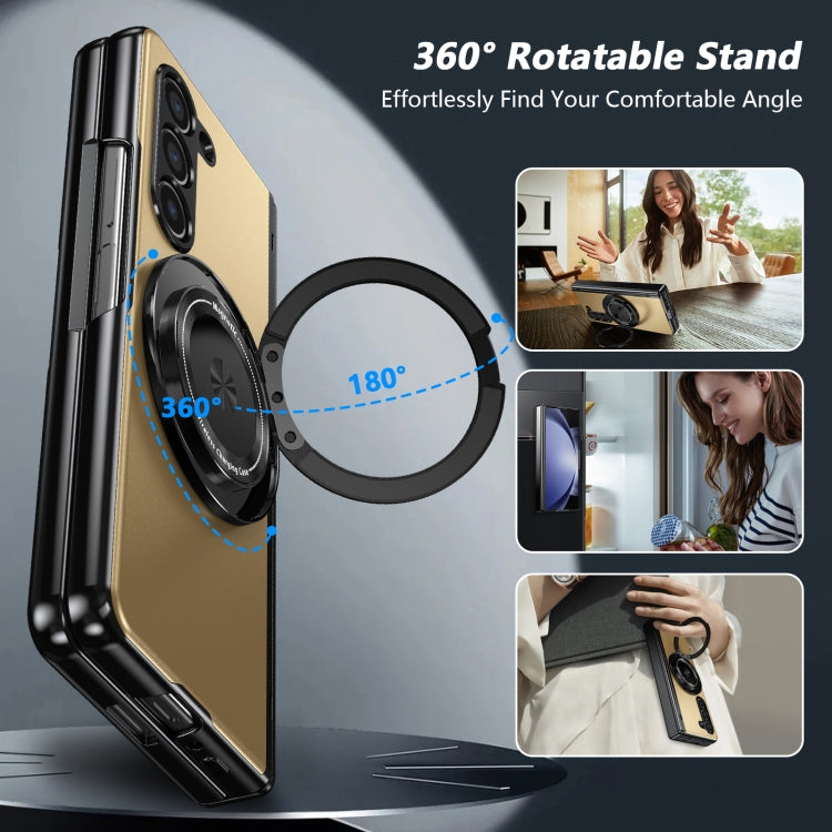 For Samsung Galaxy Z Fold5 Gold Medal Rotating Folding Series Ring Holder Phone Case