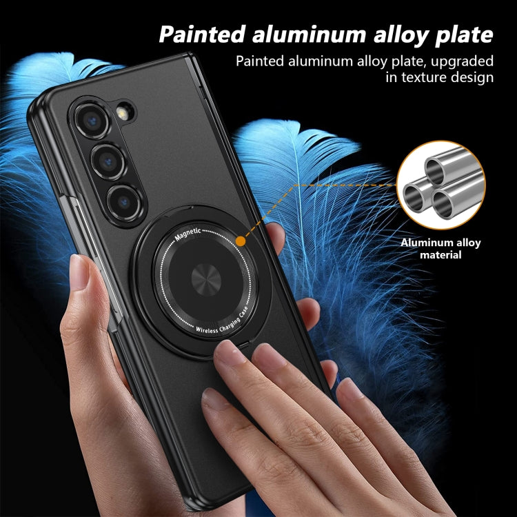 For Samsung Galaxy Z Fold5 Gold Medal Rotating Folding Series Ring Holder Phone Case