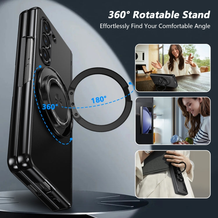 For Samsung Galaxy Z Fold5 Gold Medal Rotating Folding Series Ring Holder Phone Case
