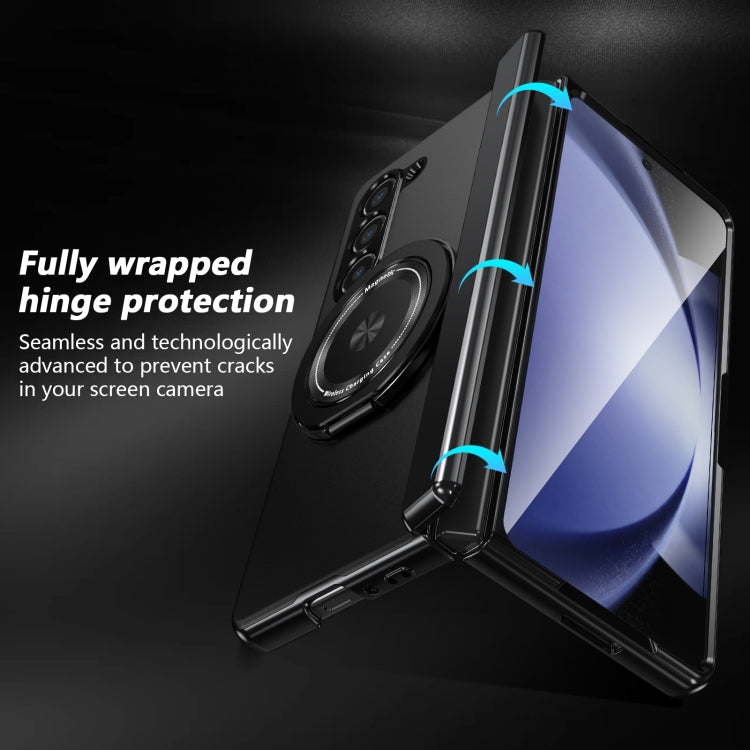 For Samsung Galaxy Z Fold5 Gold Medal Rotating Folding Series Ring Holder Phone Case