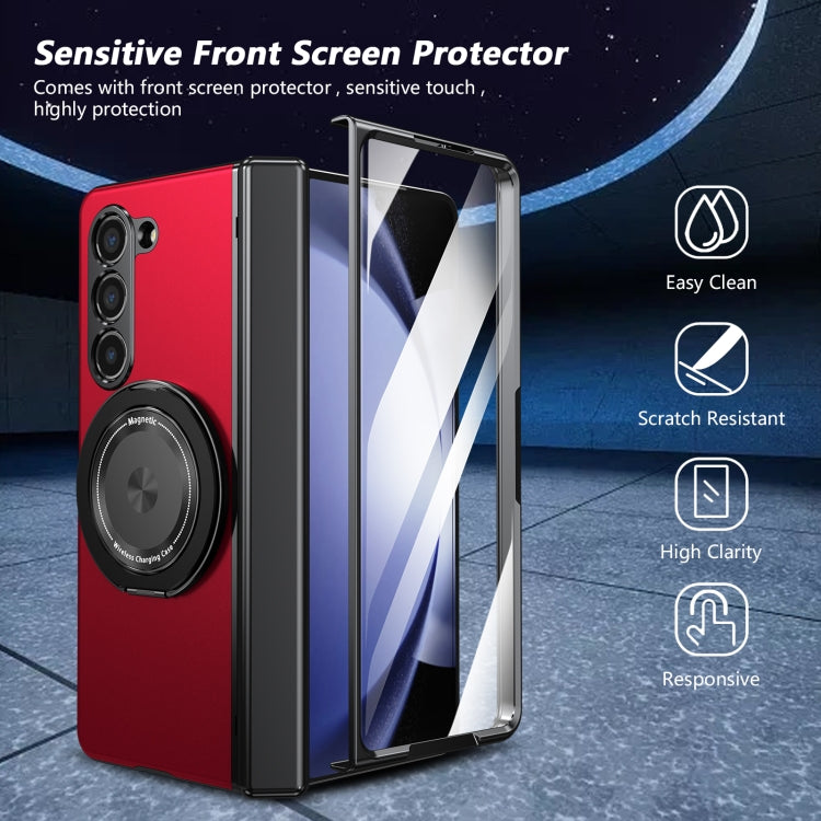 For Samsung Galaxy Z Fold5 Gold Medal Rotating Folding Series Ring Holder Phone Case