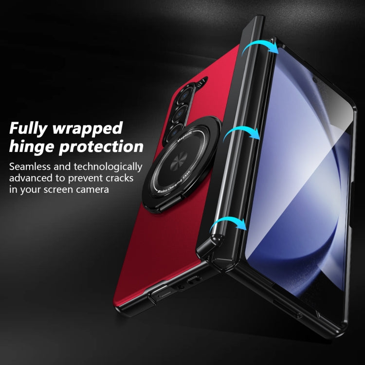 For Samsung Galaxy Z Fold5 Gold Medal Rotating Folding Series Ring Holder Phone Case