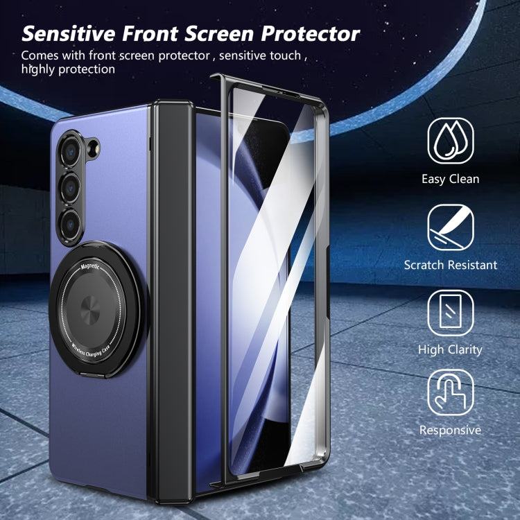 For Samsung Galaxy Z Fold5 Gold Medal Rotating Folding Series Ring Holder Phone Case