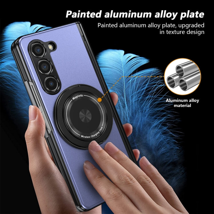 For Samsung Galaxy Z Fold5 Gold Medal Rotating Folding Series Ring Holder Phone Case