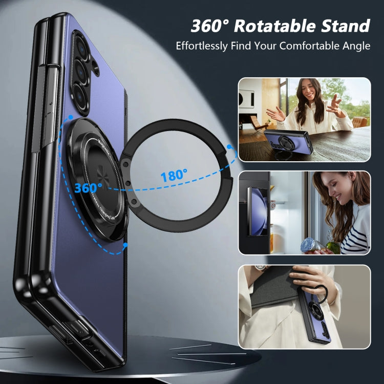 For Samsung Galaxy Z Fold5 Gold Medal Rotating Folding Series Ring Holder Phone Case
