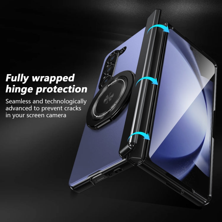 For Samsung Galaxy Z Fold5 Gold Medal Rotating Folding Series Ring Holder Phone Case