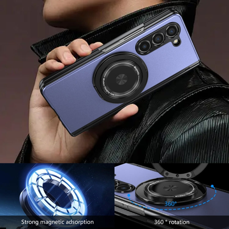 For Samsung Galaxy Z Fold5 Gold Medal Rotating Folding Series Ring Holder Phone Case