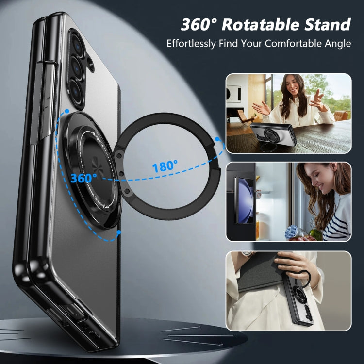For Samsung Galaxy Z Fold5 Gold Medal Rotating Folding Series Ring Holder Phone Case