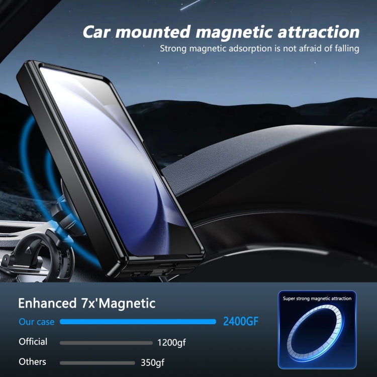 For Samsung Galaxy Z Fold5 Gold Medal Rotating Folding Series Ring Holder Phone Case