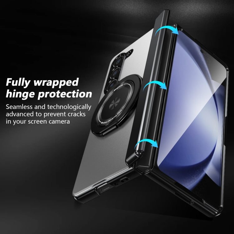 For Samsung Galaxy Z Fold5 Gold Medal Rotating Folding Series Ring Holder Phone Case