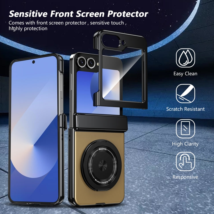 For Samsung Galaxy Z Flip5 Gold Medal Rotating Folding Series Ring Holder Phone Case