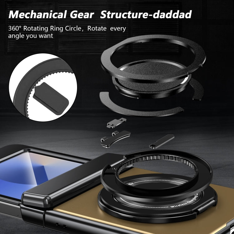 For Samsung Galaxy Z Flip5 Gold Medal Rotating Folding Series Ring Holder Phone Case