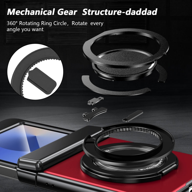 For Samsung Galaxy Z Flip5 Gold Medal Rotating Folding Series Ring Holder Phone Case