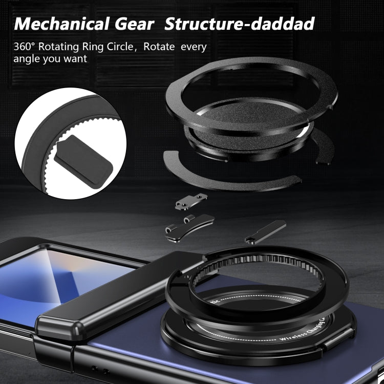 For Samsung Galaxy Z Flip5 Gold Medal Rotating Folding Series Ring Holder Phone Case