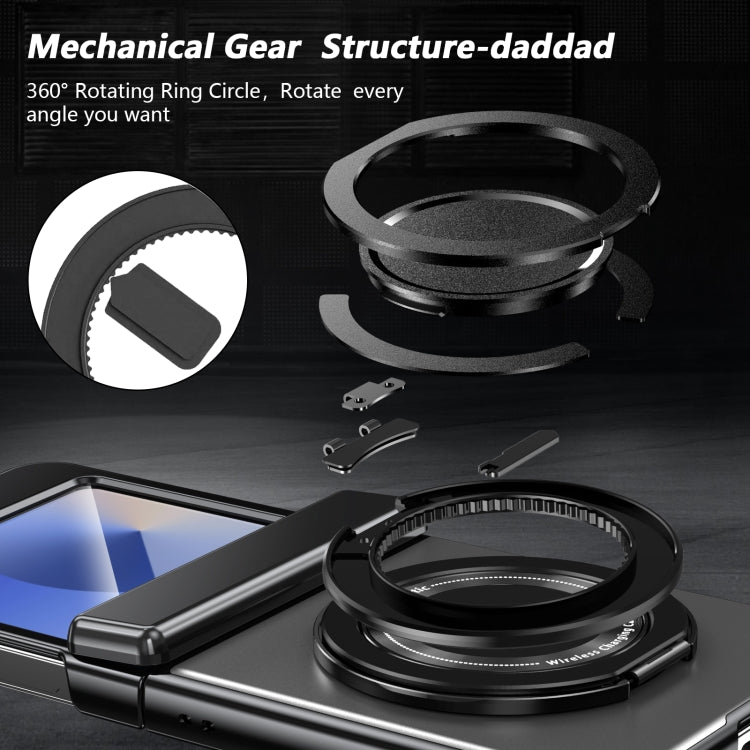 For Samsung Galaxy Z Flip5 Gold Medal Rotating Folding Series Ring Holder Phone Case