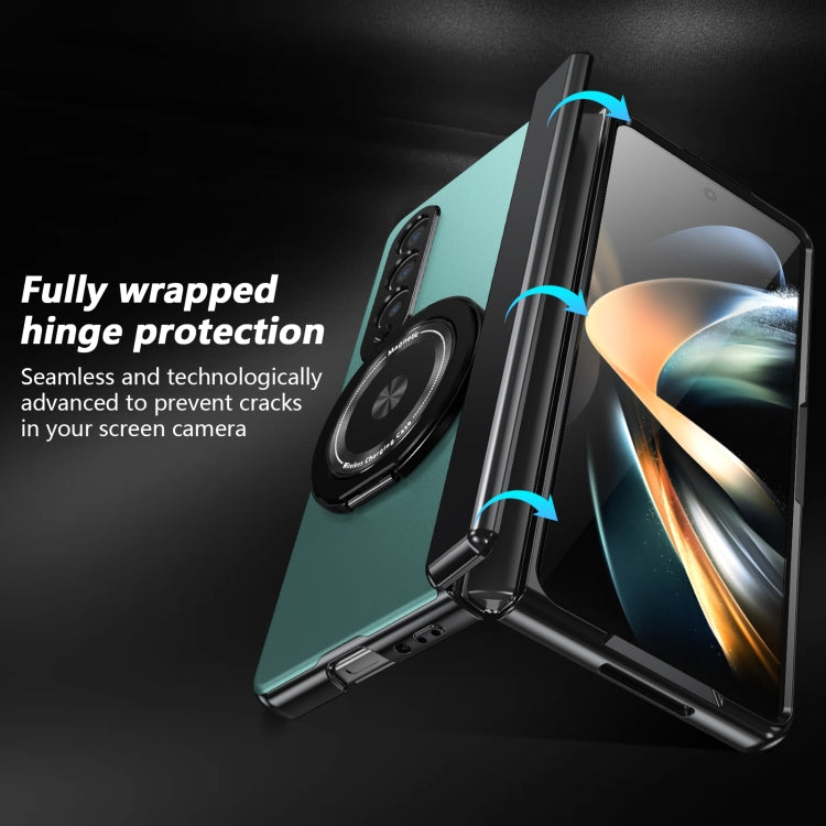 For Samsung Galaxy Z Fold4 Gold Medal Rotating Folding Series Ring Holder Phone Case