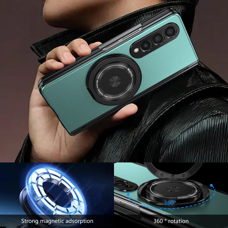 For Samsung Galaxy Z Fold4 Gold Medal Rotating Folding Series Ring Holder Phone Case