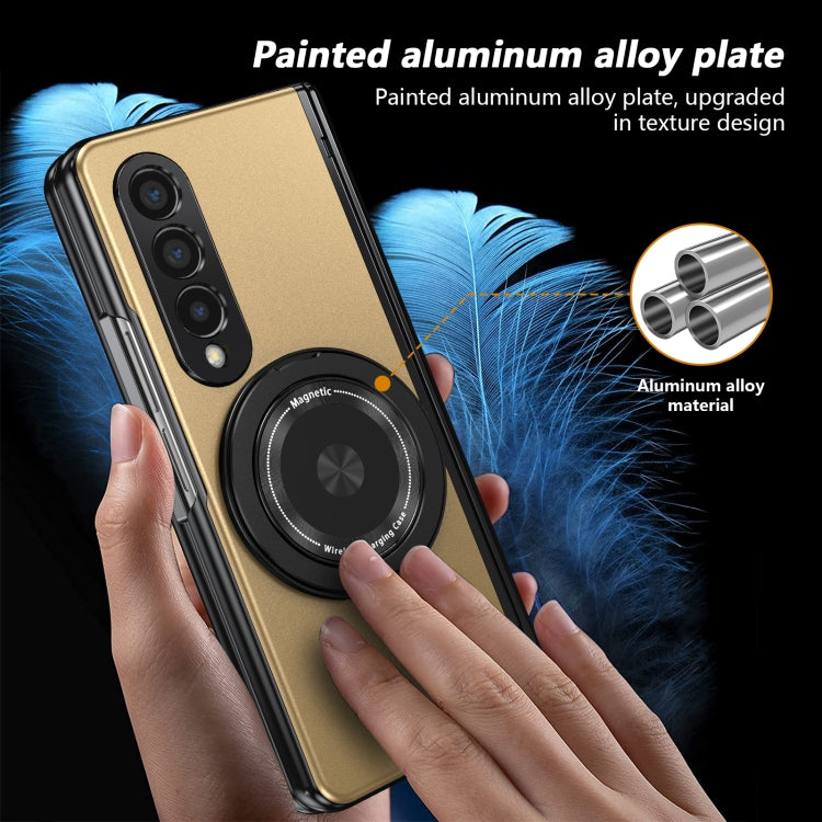 For Samsung Galaxy Z Fold4 Gold Medal Rotating Folding Series Ring Holder Phone Case