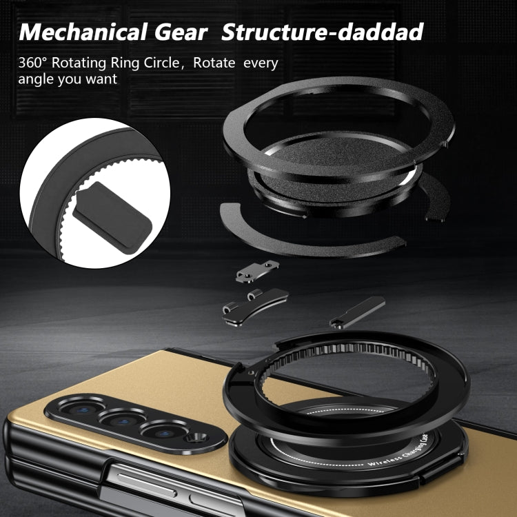 For Samsung Galaxy Z Fold4 Gold Medal Rotating Folding Series Ring Holder Phone Case