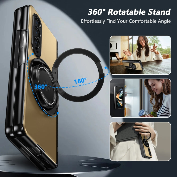 For Samsung Galaxy Z Fold4 Gold Medal Rotating Folding Series Ring Holder Phone Case