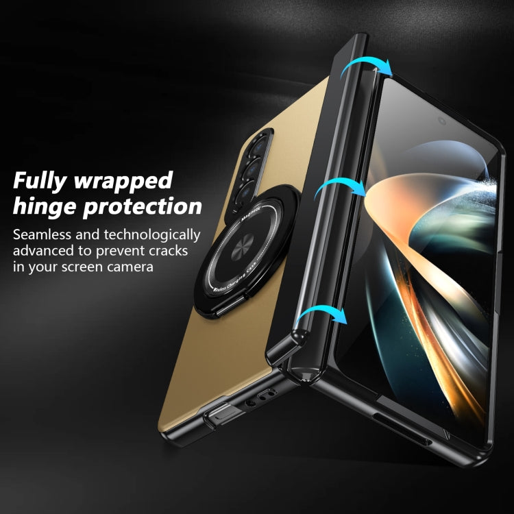 For Samsung Galaxy Z Fold4 Gold Medal Rotating Folding Series Ring Holder Phone Case