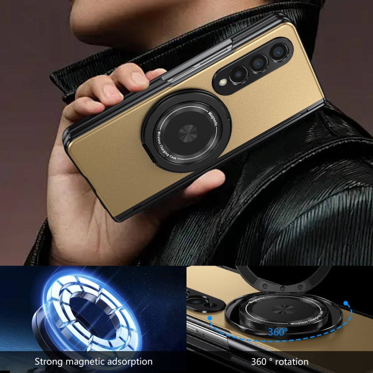 For Samsung Galaxy Z Fold4 Gold Medal Rotating Folding Series Ring Holder Phone Case