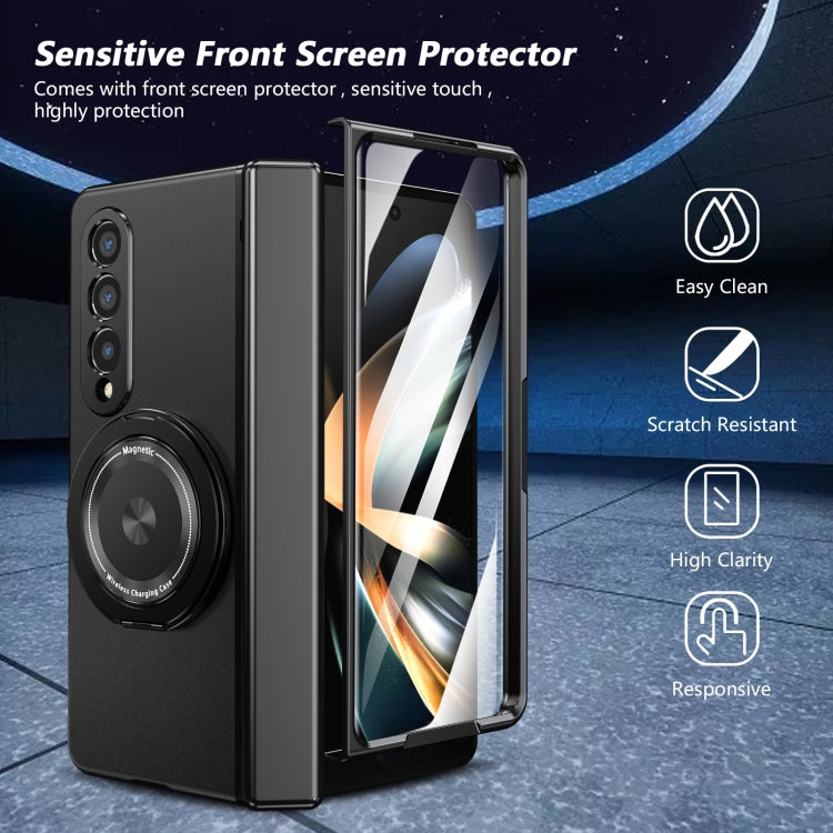 For Samsung Galaxy Z Fold4 Gold Medal Rotating Folding Series Ring Holder Phone Case